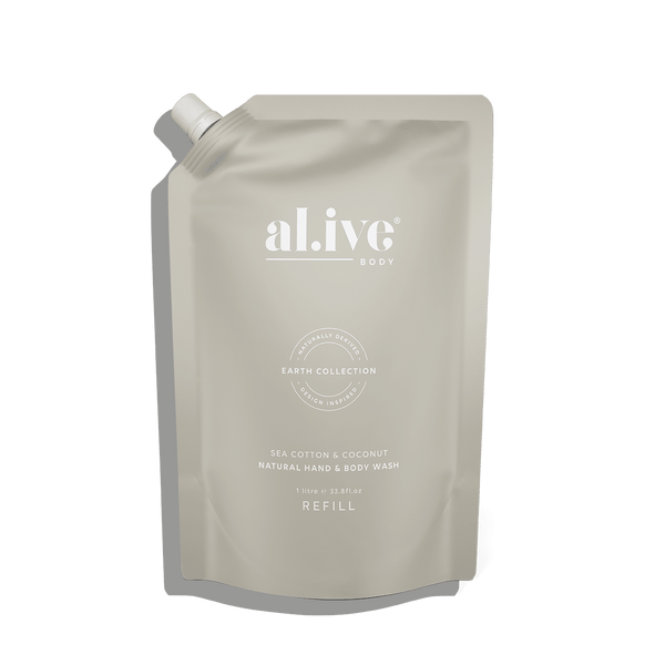 Al.ive Body - 1 Ltr Wash Refill - Sea Cotton & Coconut
