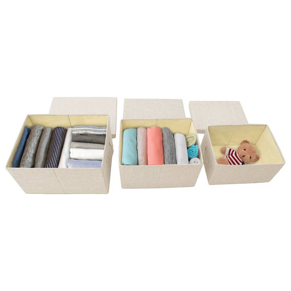 Dara Canvas Stackable Storage Box Set in White - Set of 3 (Save 41%)
