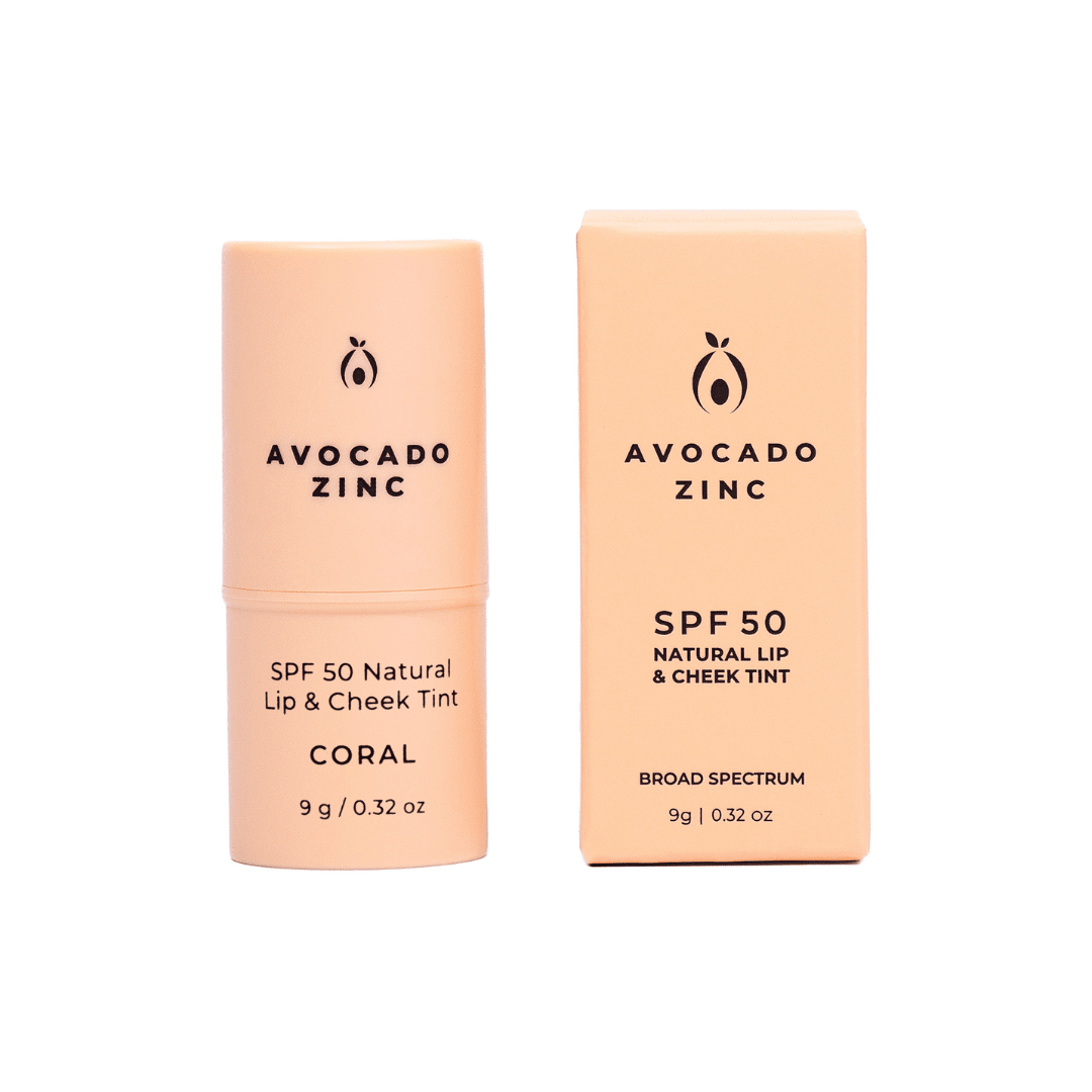 Avocado Zinc - SPF 50 Natural Lip &amp; Cheek Tint - Coral