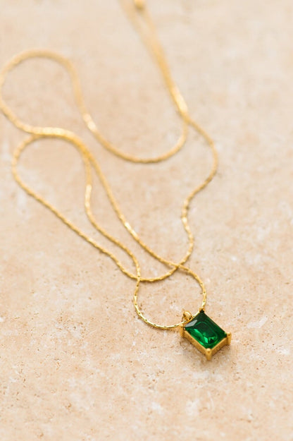 Indigo &amp; Wolfe - Aya Gold Necklace W/ Emerald Stone