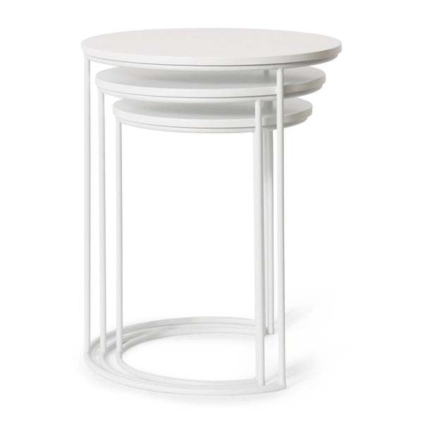 Mila Round Side Table Set in White