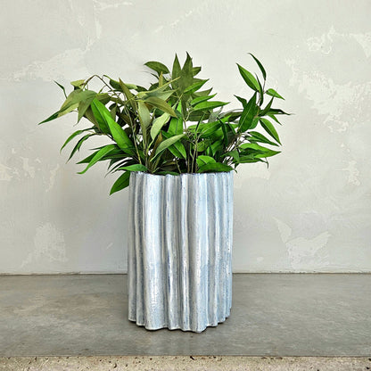 Asteria Ceramic Ripple Vase in Whitewash - Large