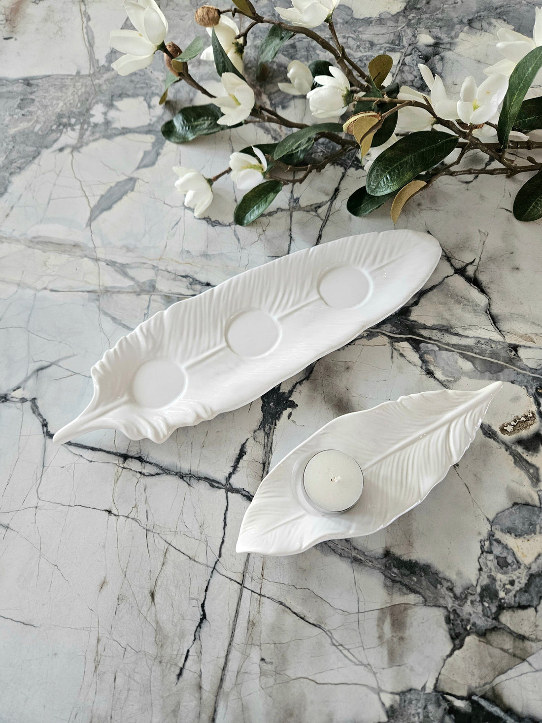 Tara Ceramic Leaf Tealight Holder - Large (Save 34%)
