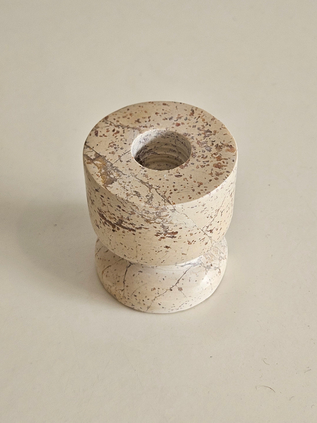 Kenzie Marble Candleholder in Nude/Beige