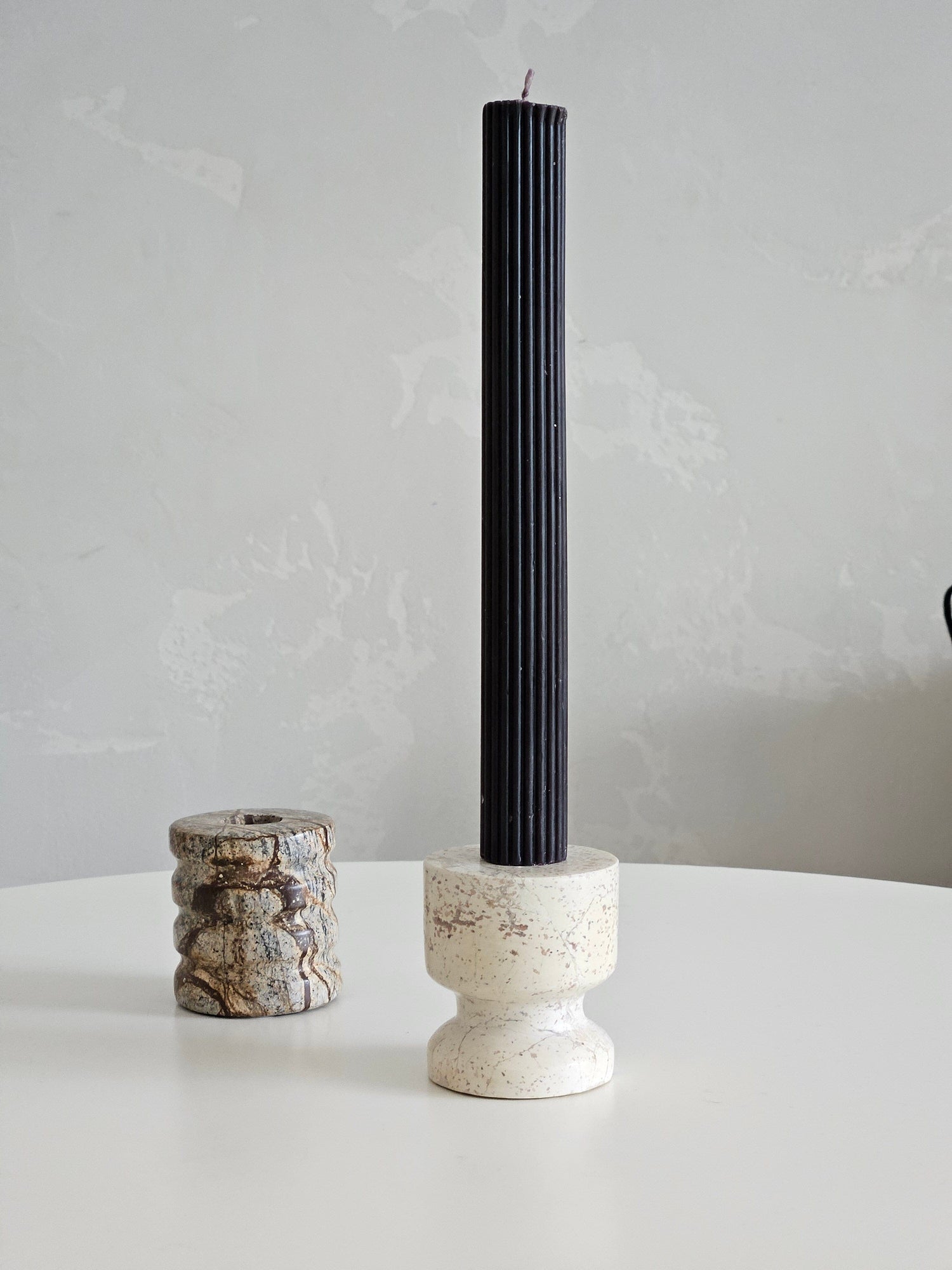 Kenzie Marble Candleholder in Green/Brown