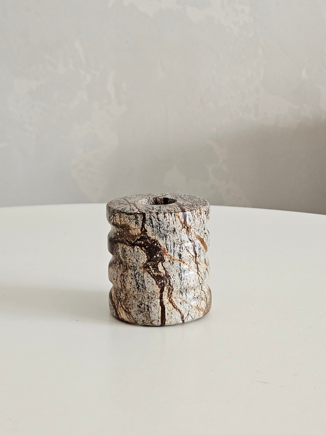 Kenzie Marble Candleholder in Green/Brown