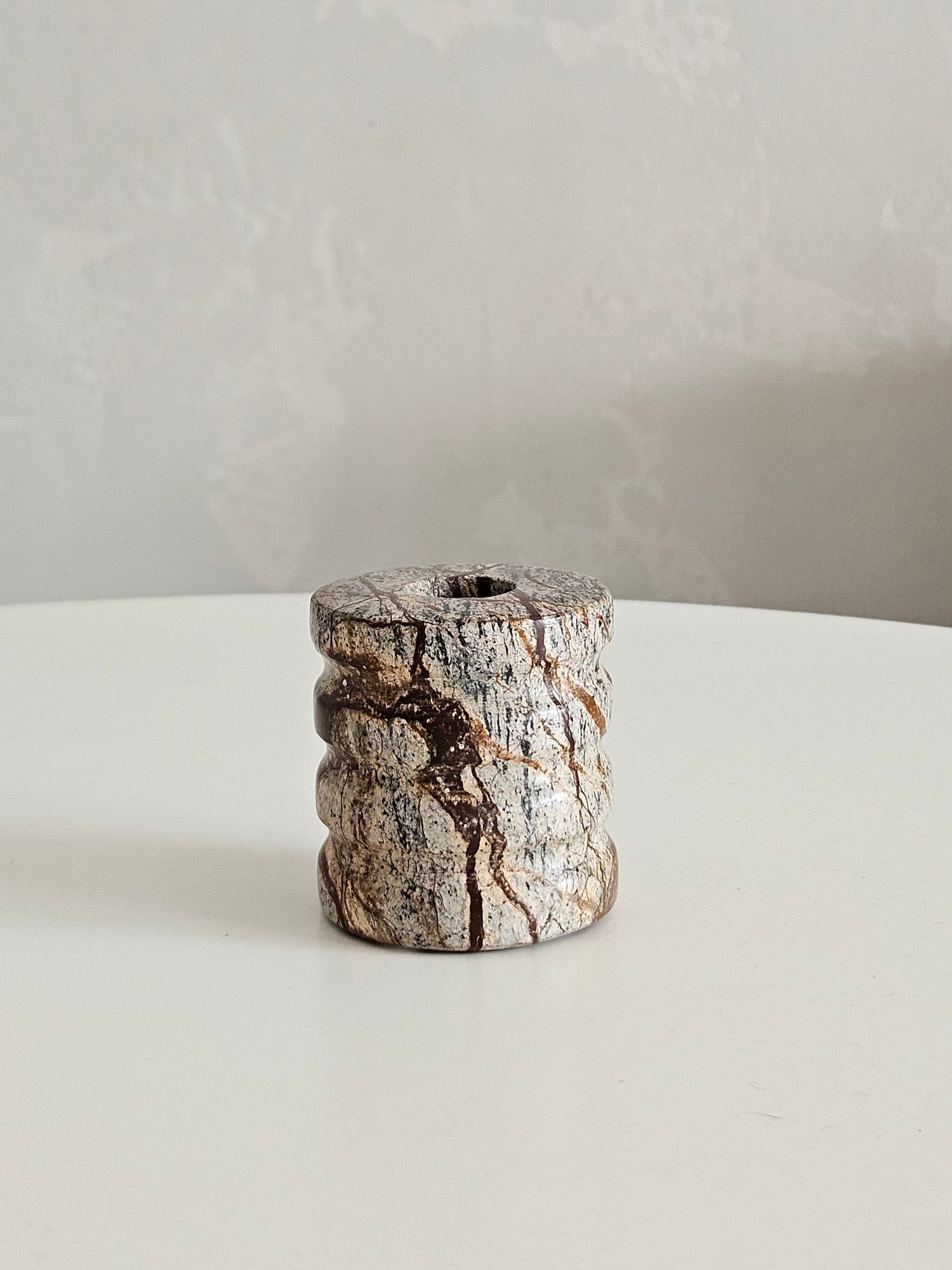 Kenzie Marble Candleholder in Green/Brown