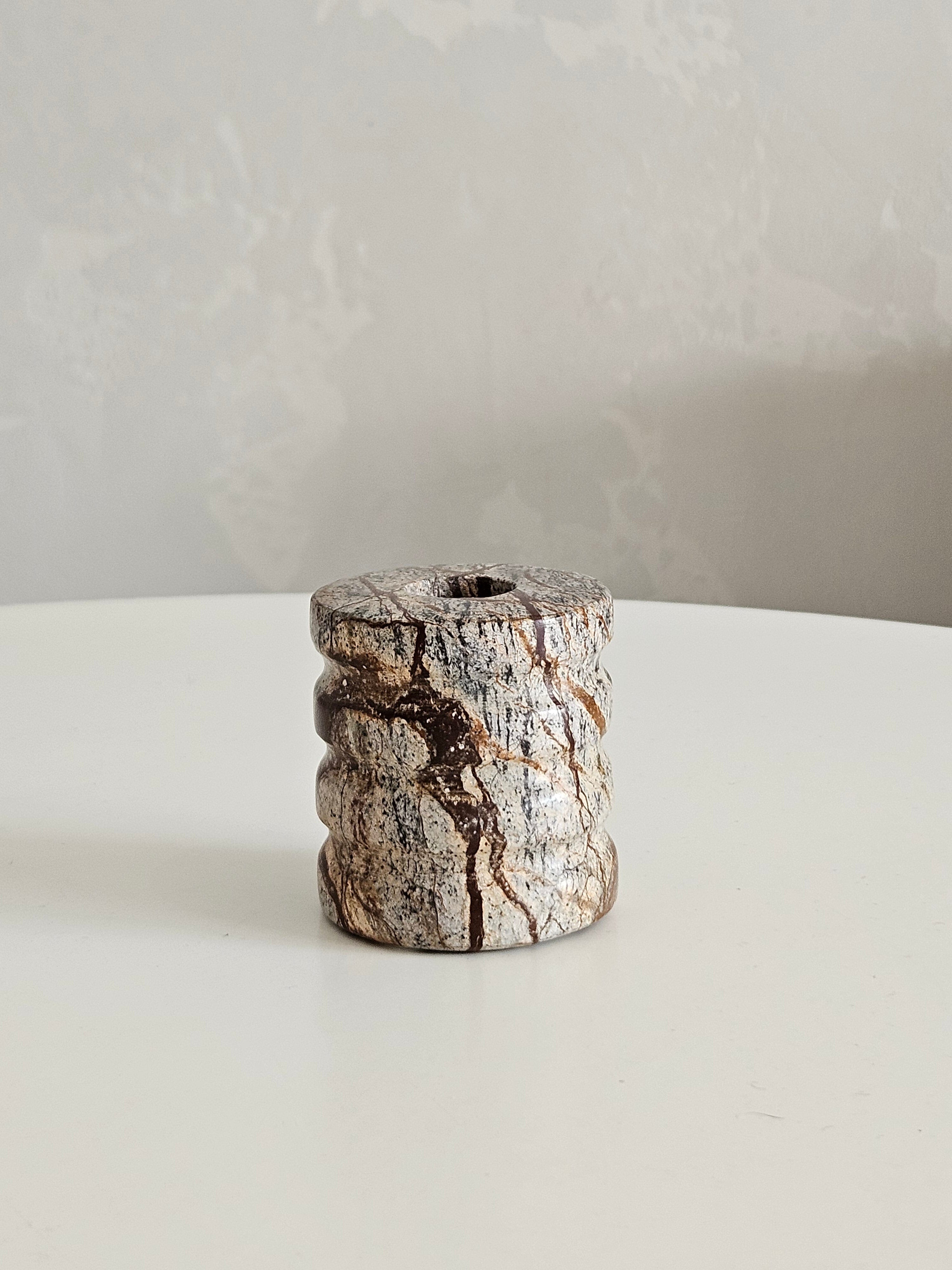 Kenzie Marble Candleholder in Green/Brown