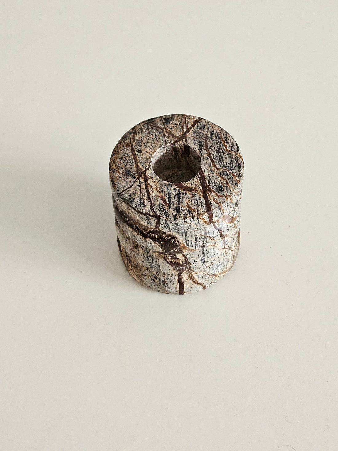 Kenzie Marble Candleholder in Green/Brown