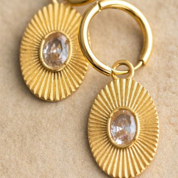 Indigo & Wolfe - Cora Gold Earrings W/ Clear Stone