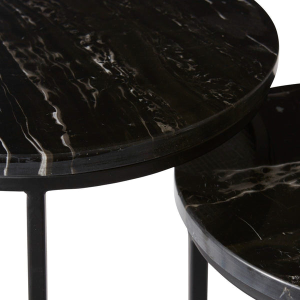 Asli Marble Side Table Set in Black