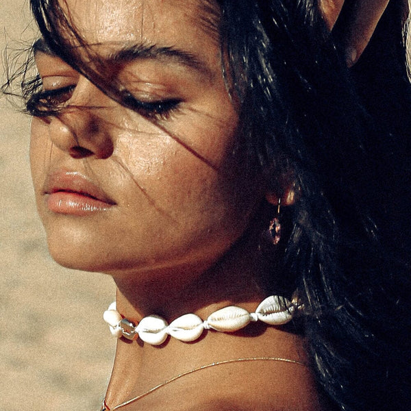 Reef Earrings in Gold/Pink Stone
