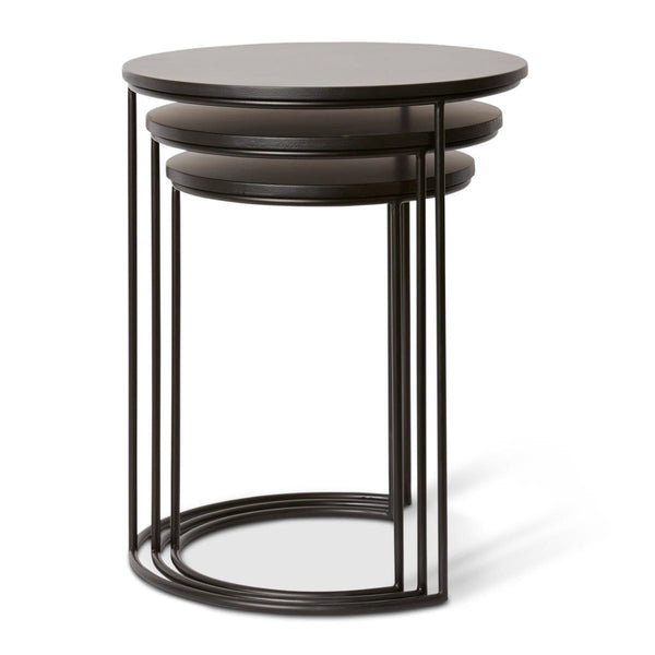 Mila Round Side Table Set in Black