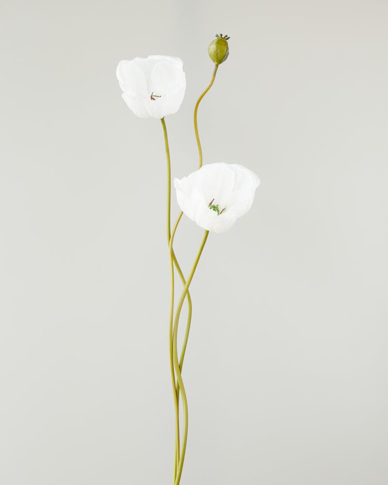 Poppy Artificial Spray in White - 75cm