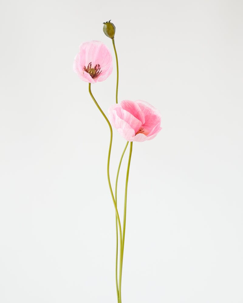 Poppy Artificial Spray in Light Pink - 75cm