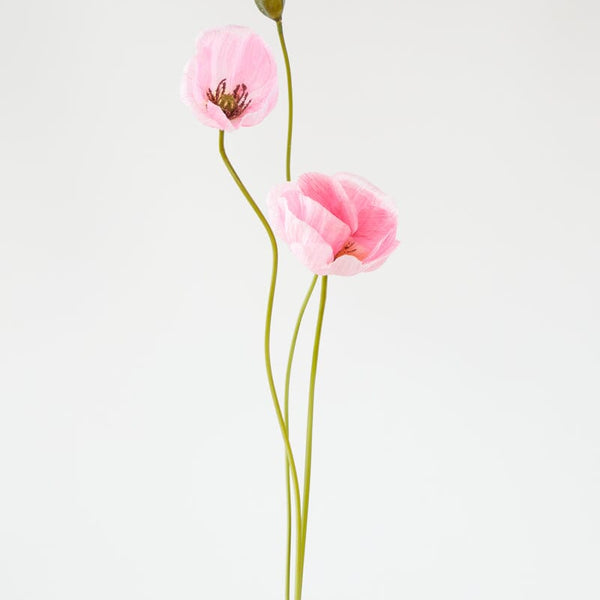 Poppy Artificial Spray in Light Pink - 75cm