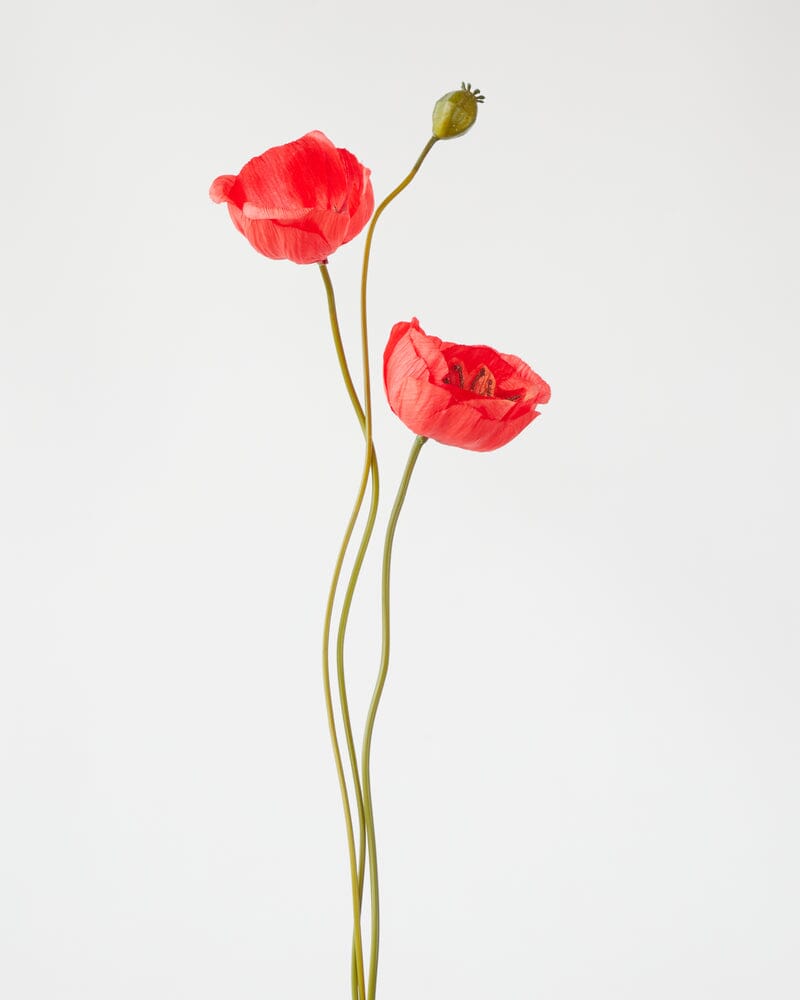 Poppy Artificial Spray in Red - 75cm