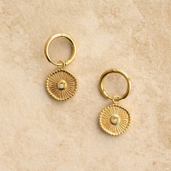 Indigo & Wolfe - Eyesha Gold Earrings W/ Clear Stone