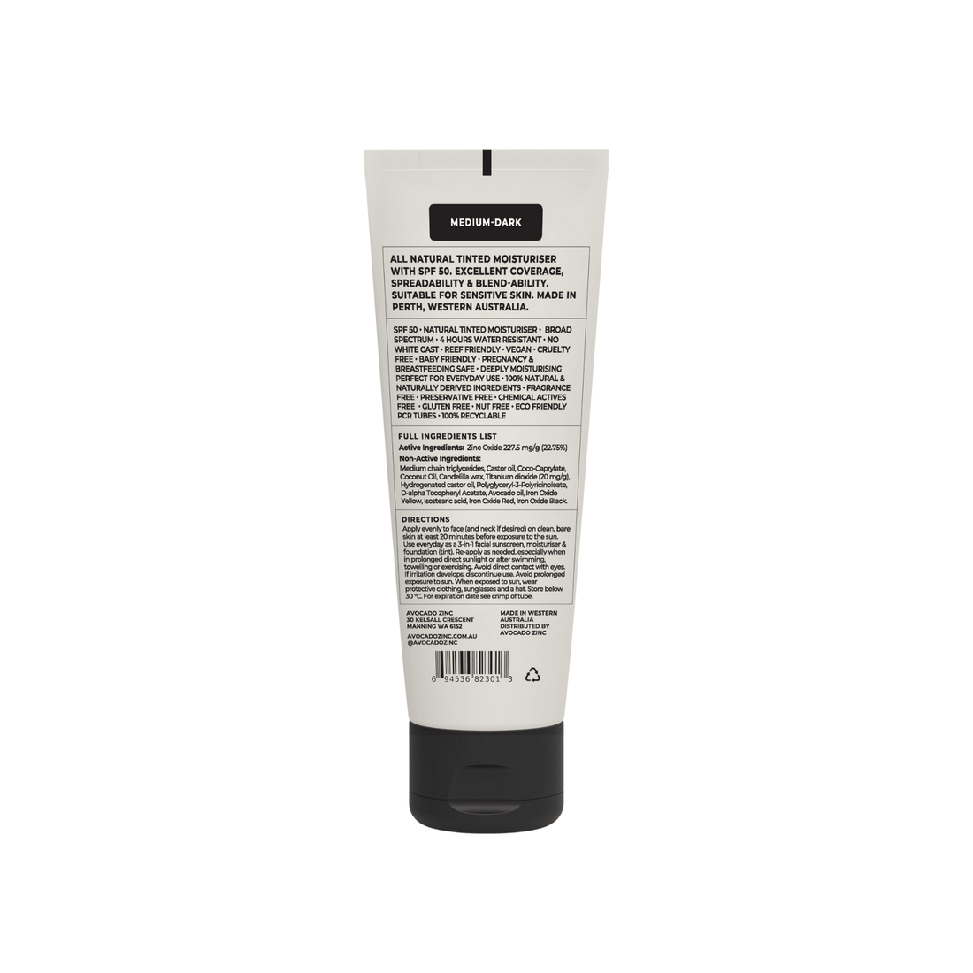 Avocado Zinc - SPF 50 Natural Tinted Moisturiser - Medium-Dark
