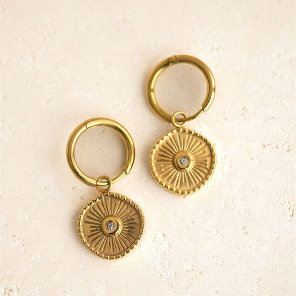 Indigo & Wolfe - Eyesha Gold Earrings W/ Clear Stone