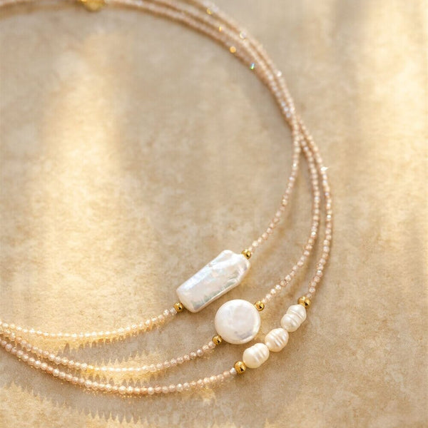 Indigo & Wolfe - Koa Precious Stone Necklace W/ Round Pearl Pendant
