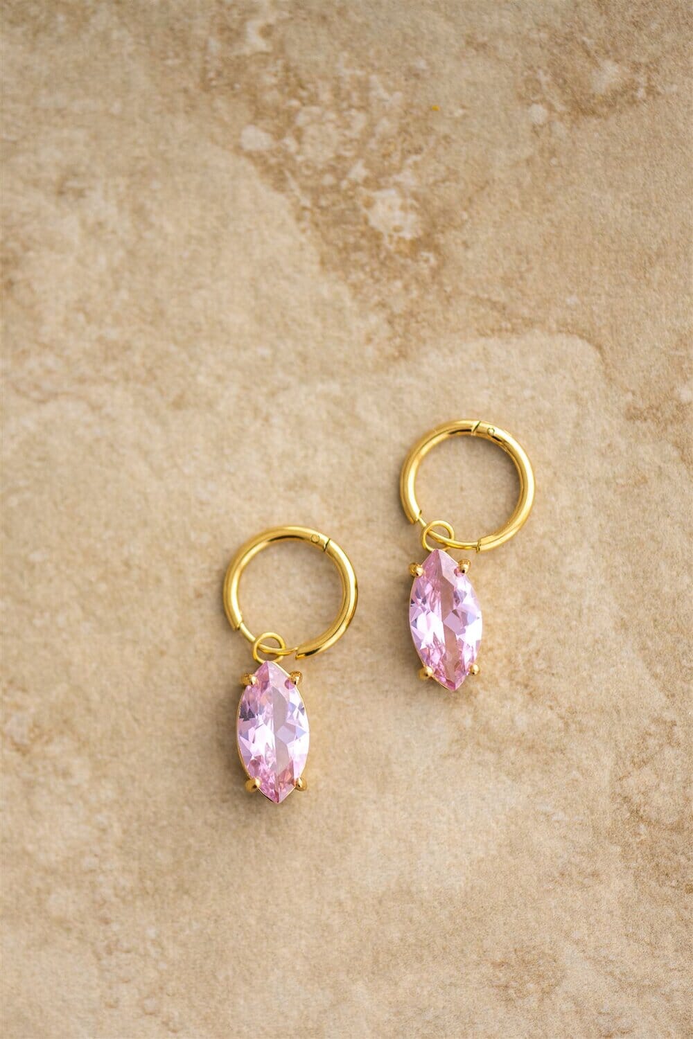 Indigo &amp; Wolfe - Reef Gold Earrings W/ Pink Stone