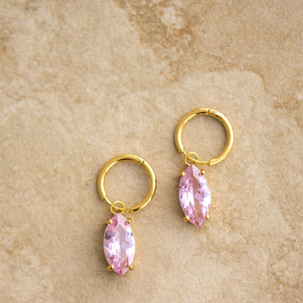 Reef Earrings in Gold/Pink Stone