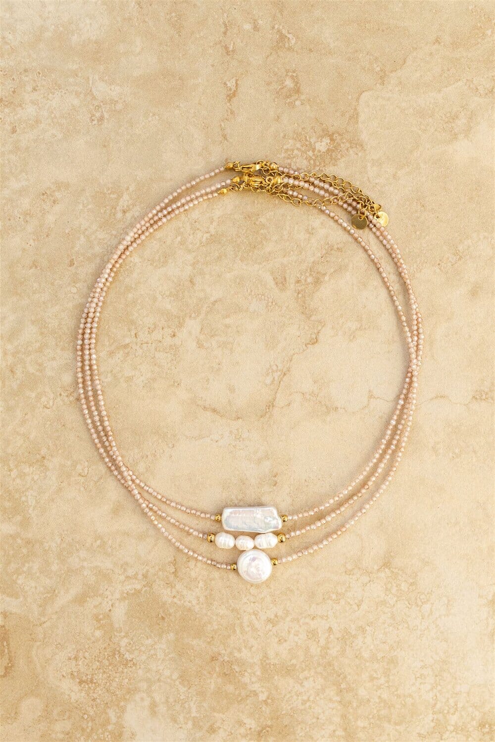 Indigo &amp; Wolfe - Koa Precious Stone Necklace W/ Round Pearl Pendant