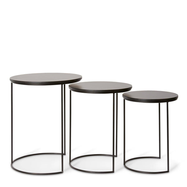 Mila Round Side Table Set in Black