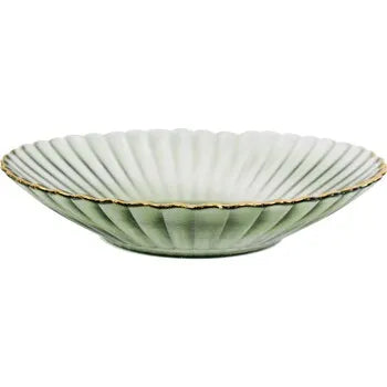 Eva Glass Fluted Plate in Green/Gold
