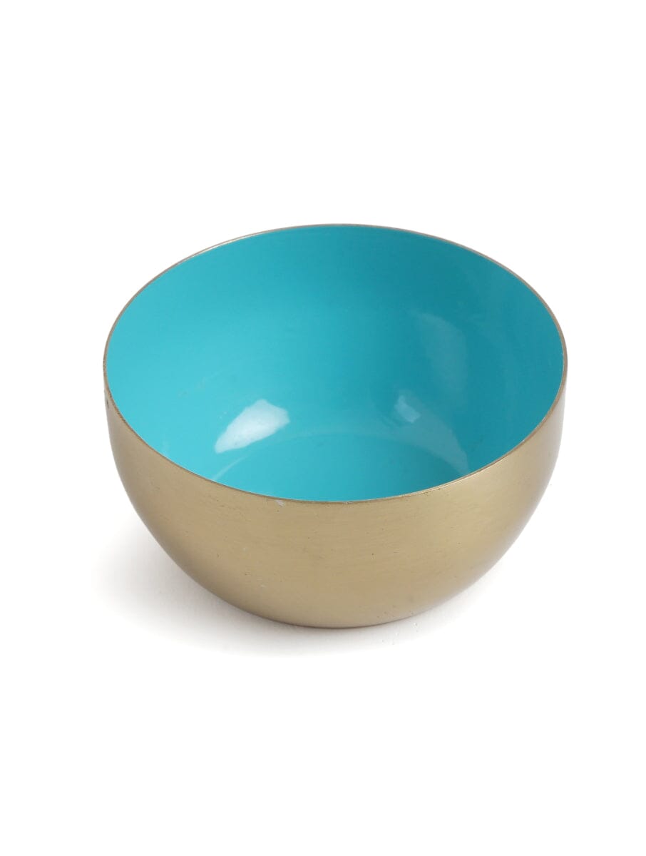 Celia Brass Serving Bowl in Aqua 16cm