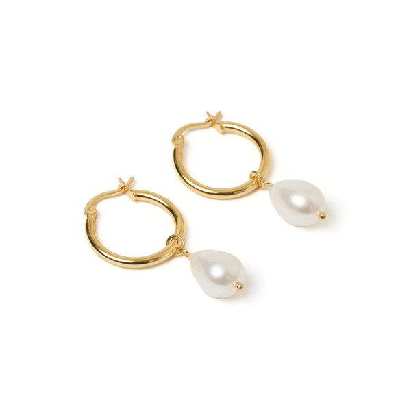 Arms of Eve - Augusta Gold Hoop & Freshwater Pearl Earrings - Small
