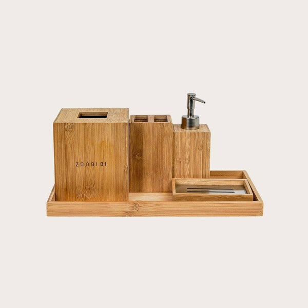 Bamboo Wooden Tray & Tissue Box Set (Save 55%)
