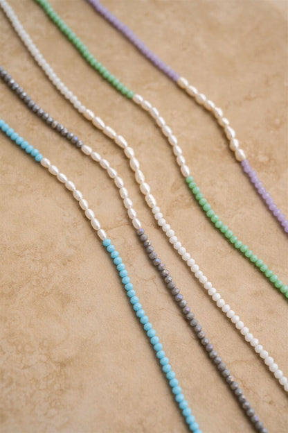 Indigo &amp; Wolfe - Arlo Crystal &amp; Pearl Necklace in Sky
