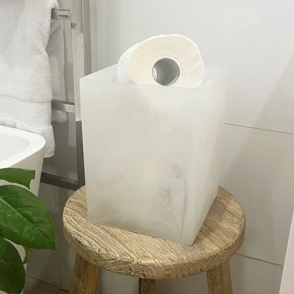 Gaia Resin Waste Bin in Marble White