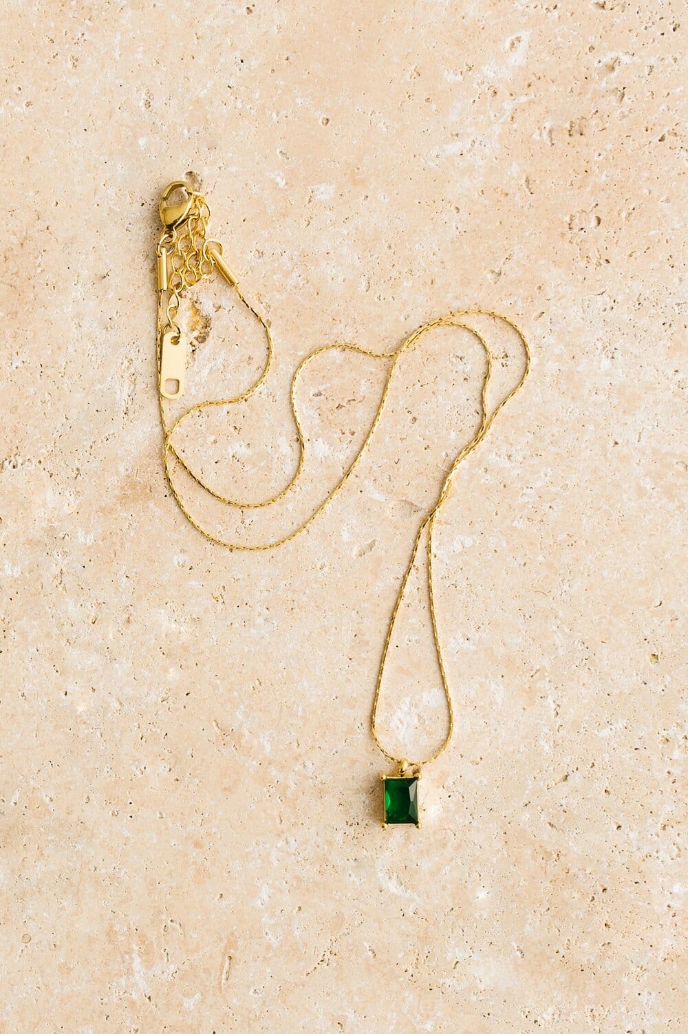 Indigo &amp; Wolfe - Aya Gold Necklace W/ Emerald Stone