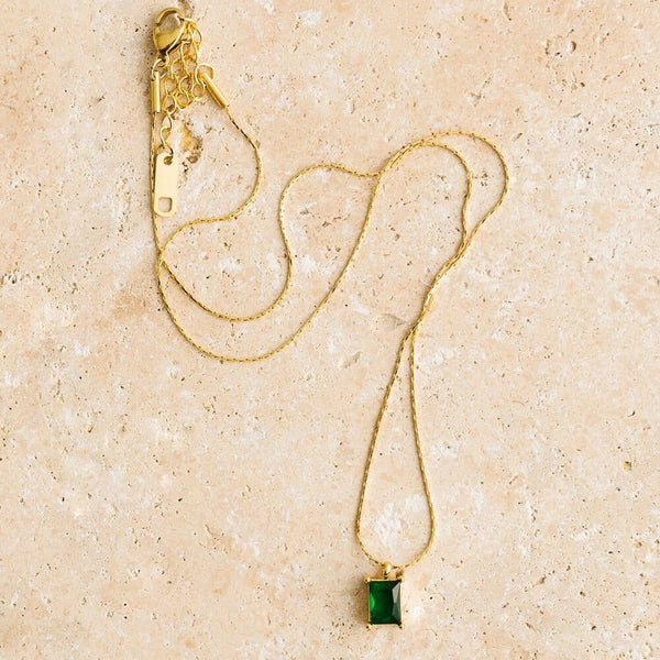 Aya Gold Necklace W/ Emerald Gemstone