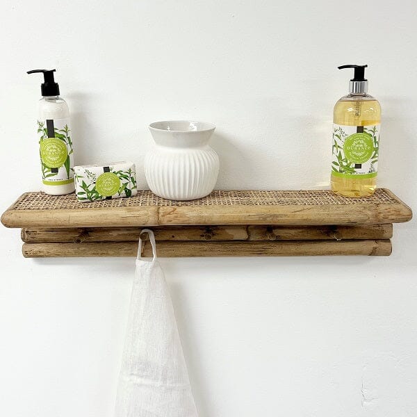 Adilah Rattan Wall Shelf W/ 5 Hooks (Sale 20% Off)