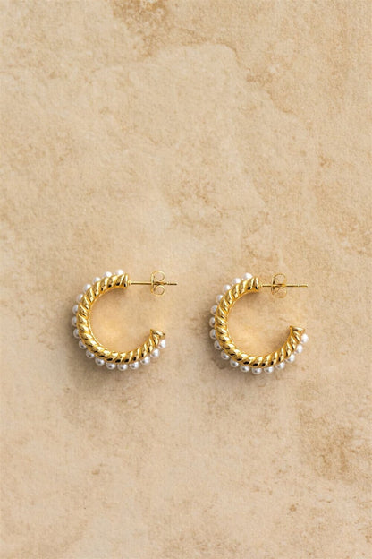 Indigo &amp; Wolfe - Elle Gold &amp; Pearl Hoop Earrings