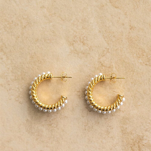 Indigo & Wolfe - Elle Gold & Pearl Hoop Earrings