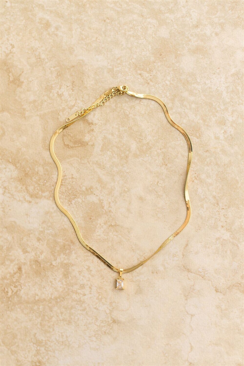 Indigo &amp; Wolfe - Willow Snake Chain Necklace W/ Clear Gemstone
