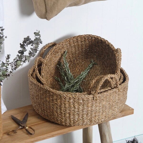 Zendaya Low Seagrass Basket w Handles (Medium)