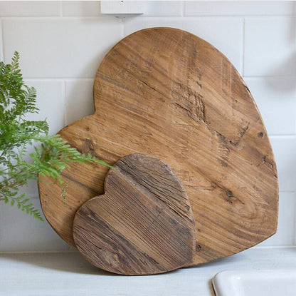 Rustic Heart Elm Wood Serving Board - Large