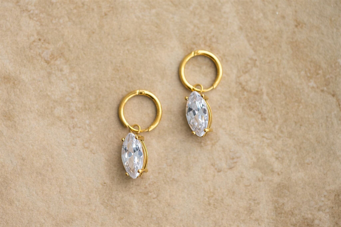 Indigo &amp; Wolfe - Reef Gold Earrings W/ Clear Stone