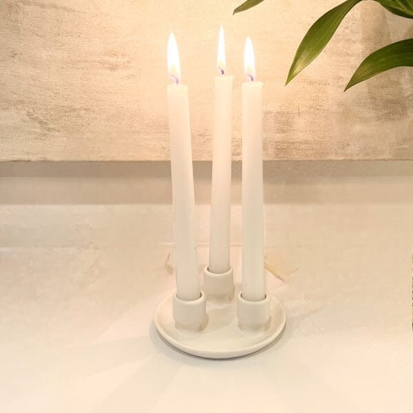 Nordic 3-Candle Ceramic Centrepiece in White
