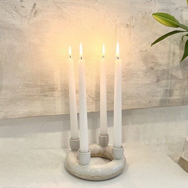 Nordic 4-Candle Ceramic Centrepiece in White (Save 11%)