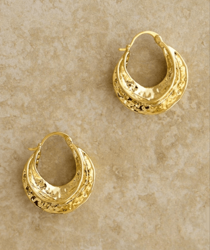 Indigo &amp; Wolfe - Reeve Hammered Gold Hoop Earrings