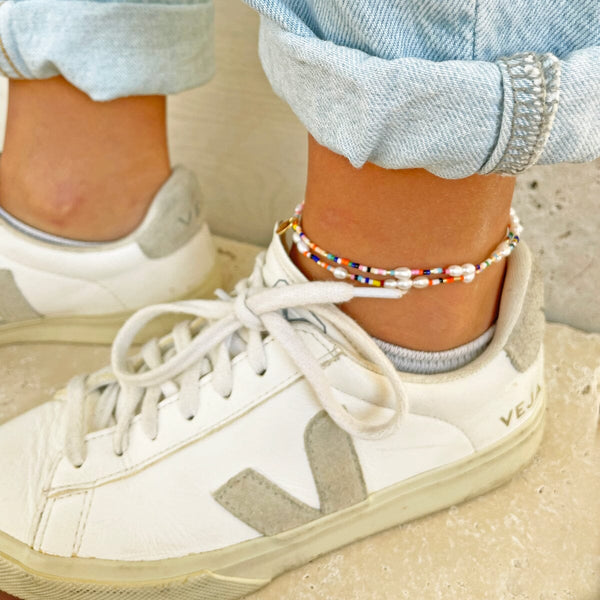 Pricillia Pearl and Beaded Anklet Arms of Eve