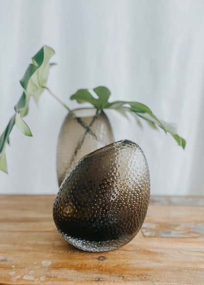 Oblique Spot Glass Vase Smoke Grey 17cm
