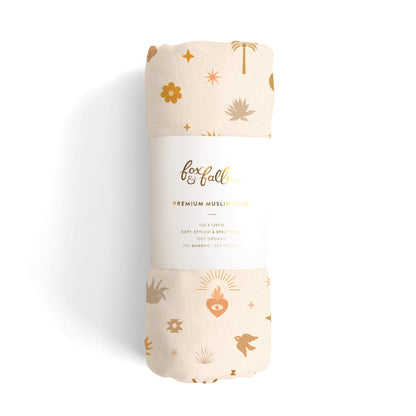 Fox &amp; Fallow - Sacred Amulets Organic Muslin Wrap Swaddle